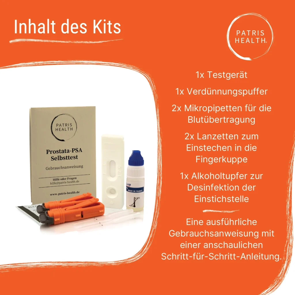 Patris Health® Prostata-PSA Selbsttest – Inhalt des Testkits