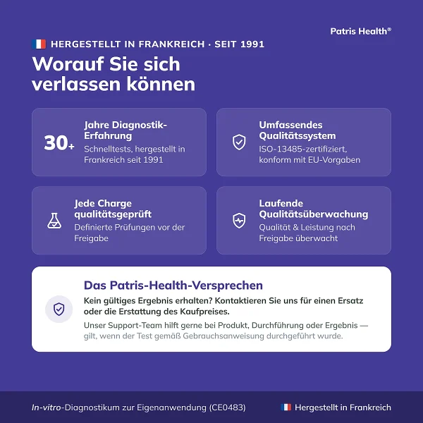 Patris Health Schilddrüsen-TSH-Selbsttest – Qualität und Herstellung in Frankreich
