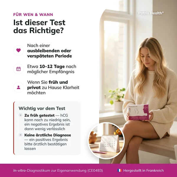 Vergleich des hCG-Nachweises im Blut und Urin beim Patris Health Schwangerschafts-Bluttest
