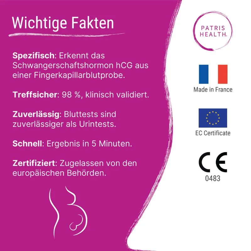 Wichtige Fakten zum Patris Health® Schwangerschafts-Bluttest – 98 % genau, Ergebnis in 5 Minuten