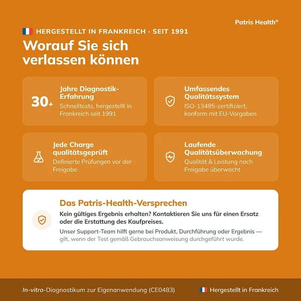 Patris Health Zöliakie-Selbsttest – Qualität und Herstellung in Frankreich