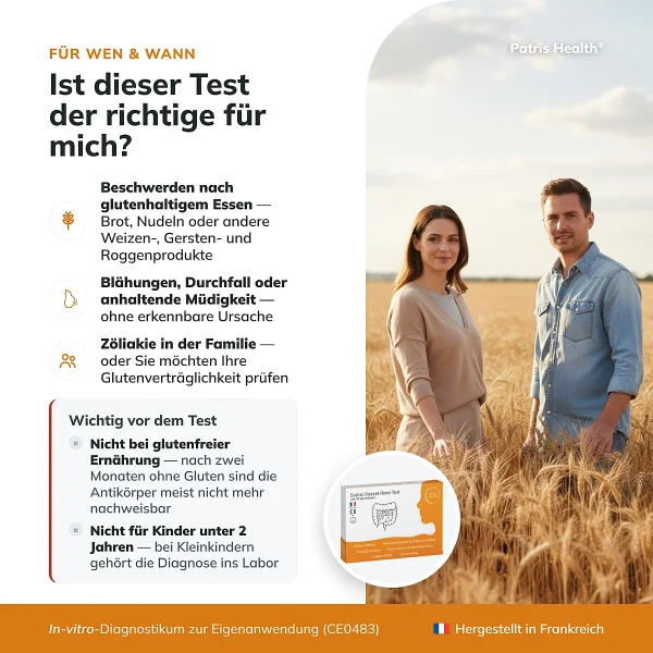 Patris Health Zöliakie-Selbsttest – für wen der Test geeignet ist