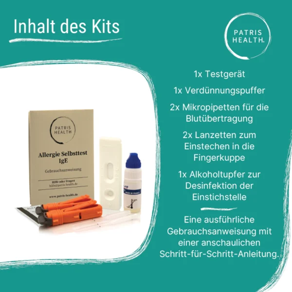 Inhalt des Allergie Testkits IgE