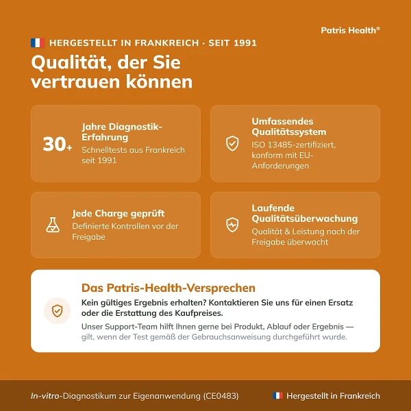 Qualitatsmerkmale des Patris Health FIT-Selbsttest aus Frankreich