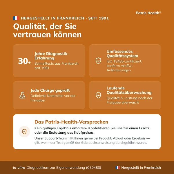 Qualitatsmerkmale des Patris Health Calprotectin-Selbsttest aus Frankreich