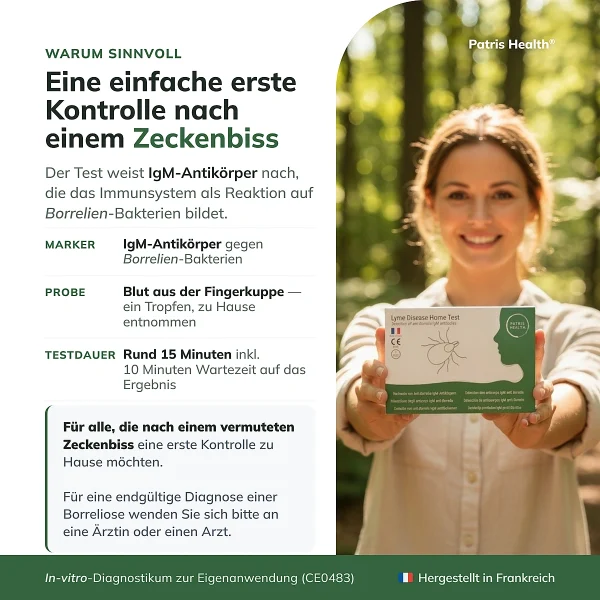 Borreliose-Selbsttest zum Nachweis von IgM-Antikörpern gegen Borrelien im Blut