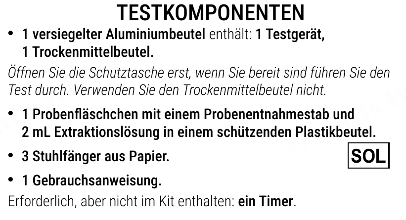 Patris Health Selbsttest auf okkultes Blut im Stuhl (FIT) Gebrauchsanweisung – Testkomponenten