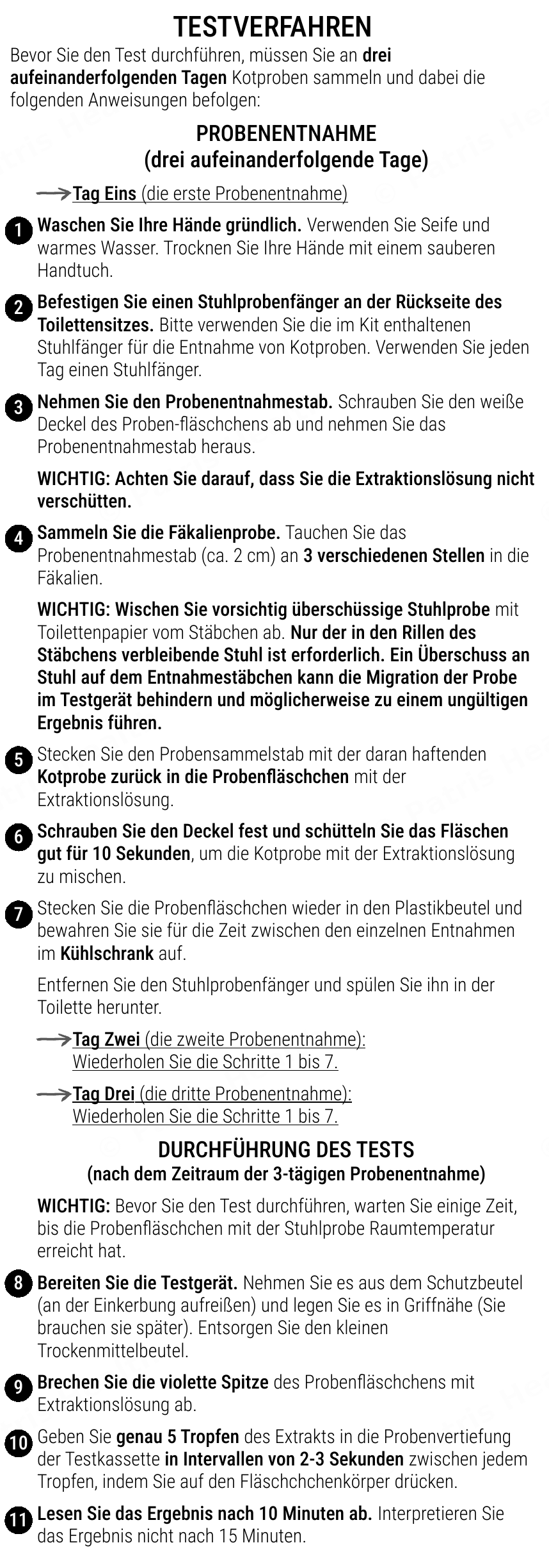 Patris Health Selbsttest auf okkultes Blut im Stuhl (FIT) Gebrauchsanweisung – das Testverfahren