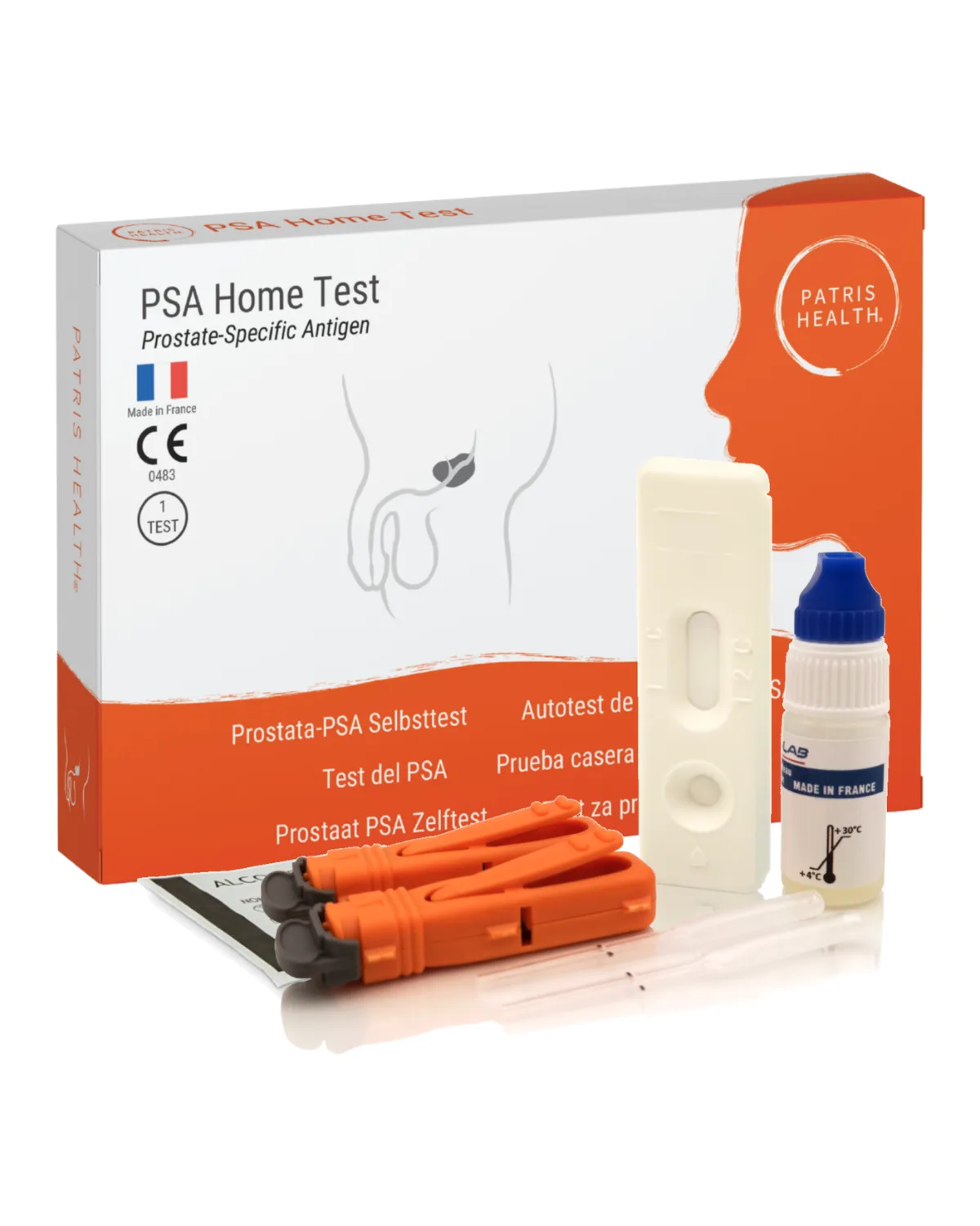 Patris Health Prostata-PSA-Selbsttest – die Box und der Inhalt des Kits