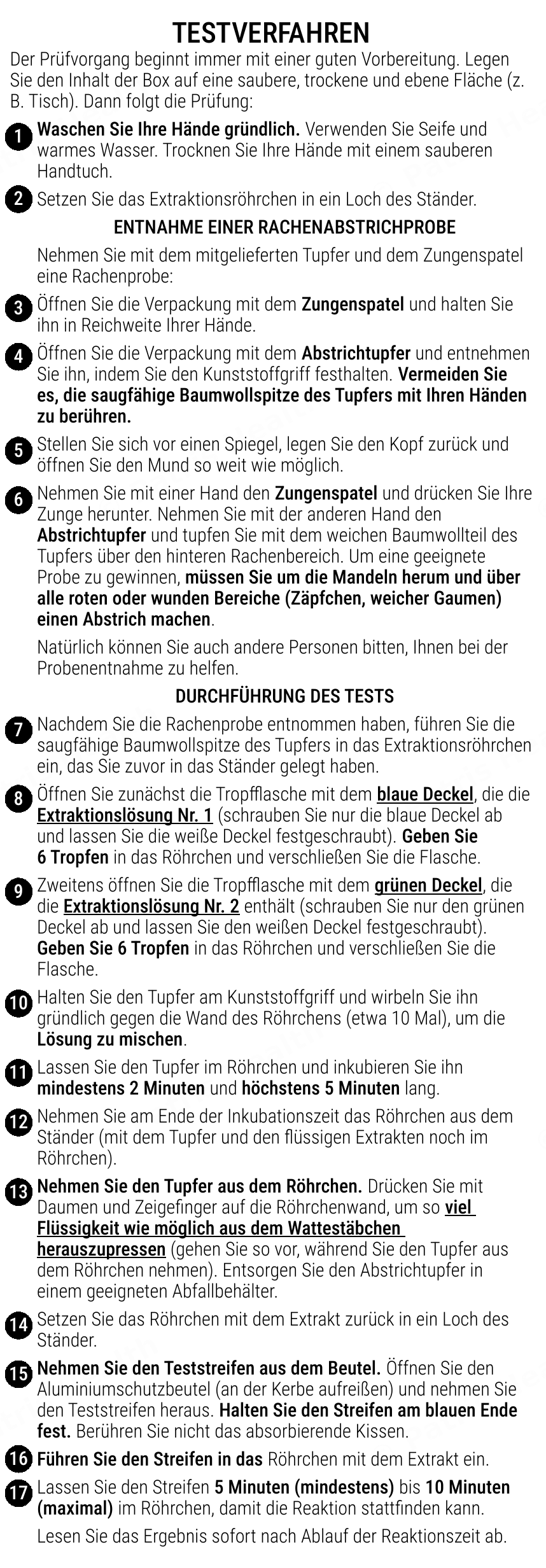 Patris Health Strep-A-Selbsttest Gebrauchsanweisung – das Testverfahren
